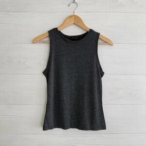 Vintage 90s Y2K Express World Brand - Gray heather sleeveless stretch top, M